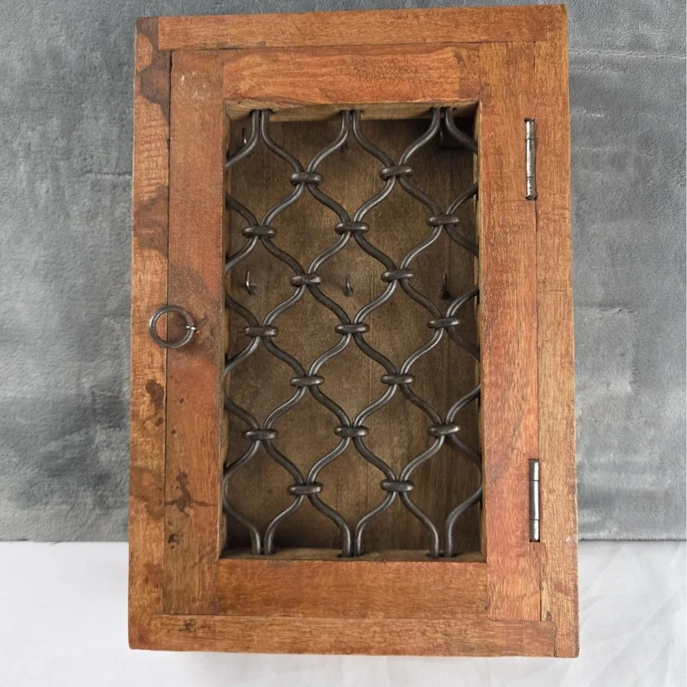 Vintage Wooden Wall Décor Key Hanging Cabinet Box Original Old Hand Crafted